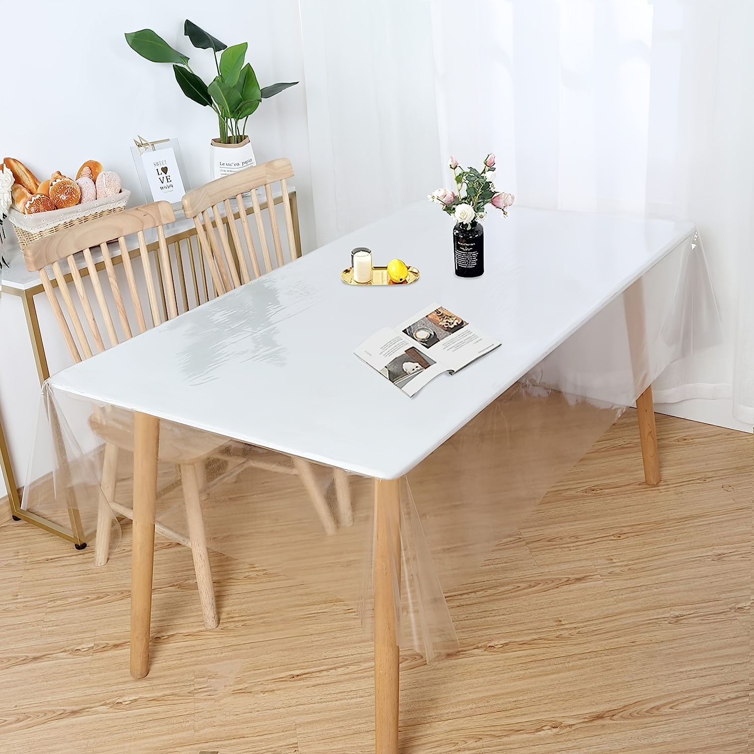 Protector de mesa transparente de plástico PVC transparente para mesa de  picnic, mesa de comedor, mesa de cocina, muebles de madera, protector de