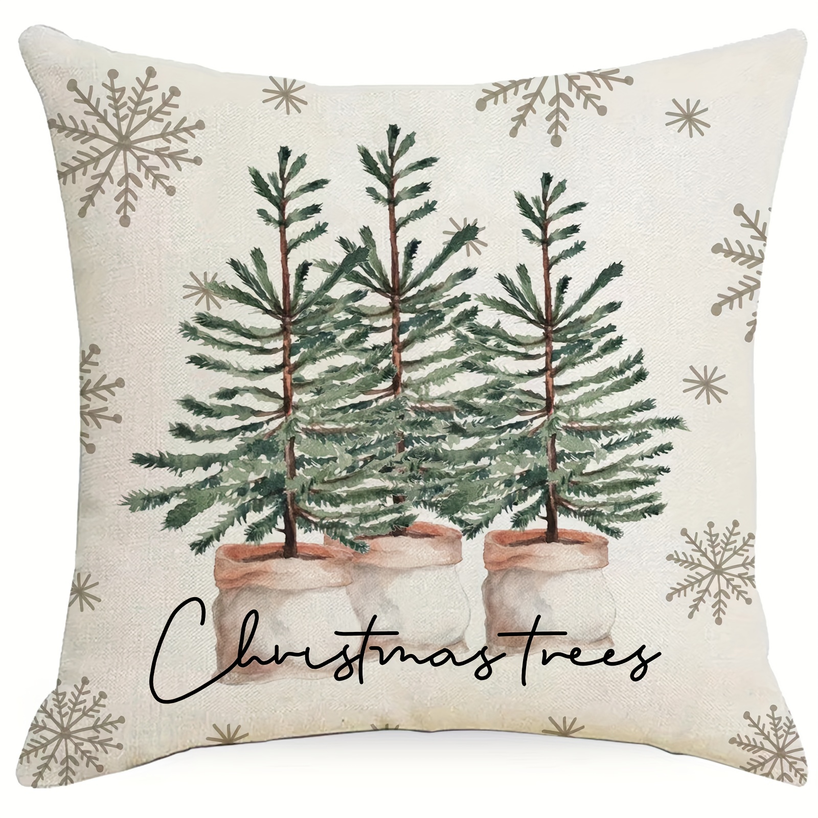 4pcs/set Christmas Linen Blend Throw Pillow Case, Square Cushion Case,  Decorative Pillow Cover For Living Room Bedroom Couch Sofa, Home Decor Room  Dec