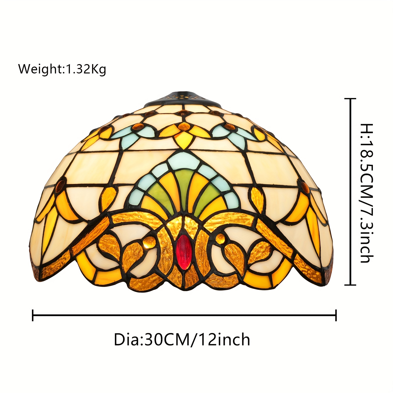 12インチステンドグラスランプシェード交換のみティファニースタイル