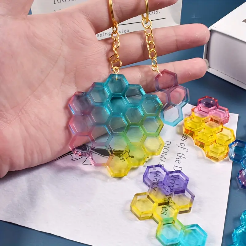 DIY Multi-style Gemstone Pendant Resin Molds Jewelry Keychain