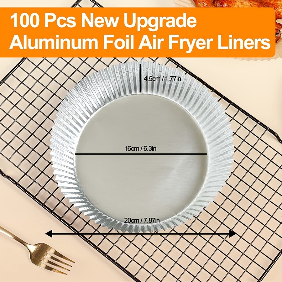 Aluminum Foil Air Fryer Liners, Disposable Air Fryer Liners Aluminum Foil,  Air Fryer Aluminum Foil Liners, Square Air Fryer Liners 8 Inch for 5-8QT