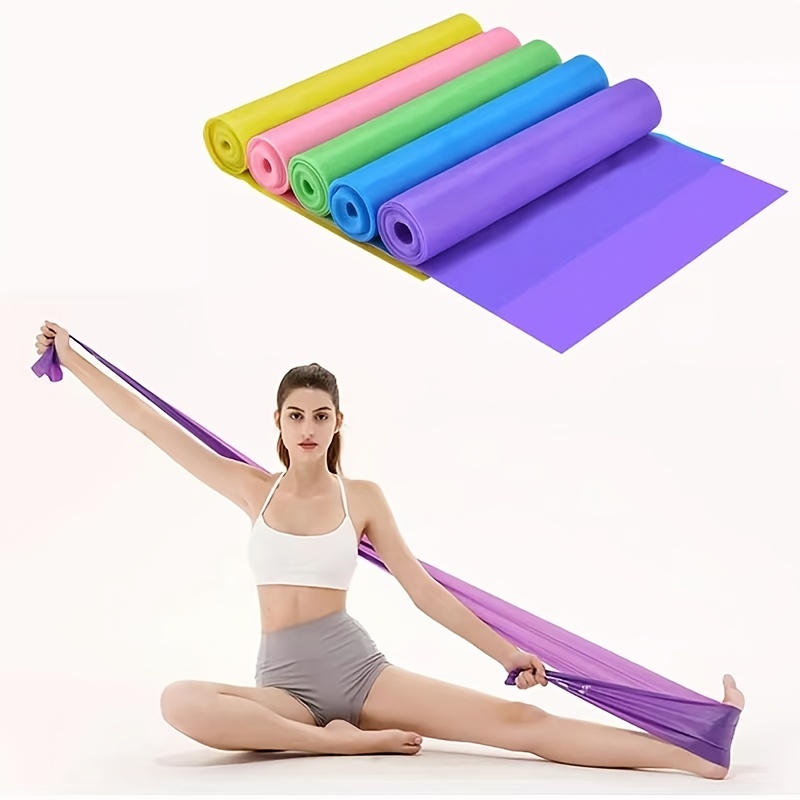 Yoga Pilates Stretch Resistance Band Exercise Fitness Band Training Elastic  Exercise Fitness Rubber 150cm natural rubber Gym