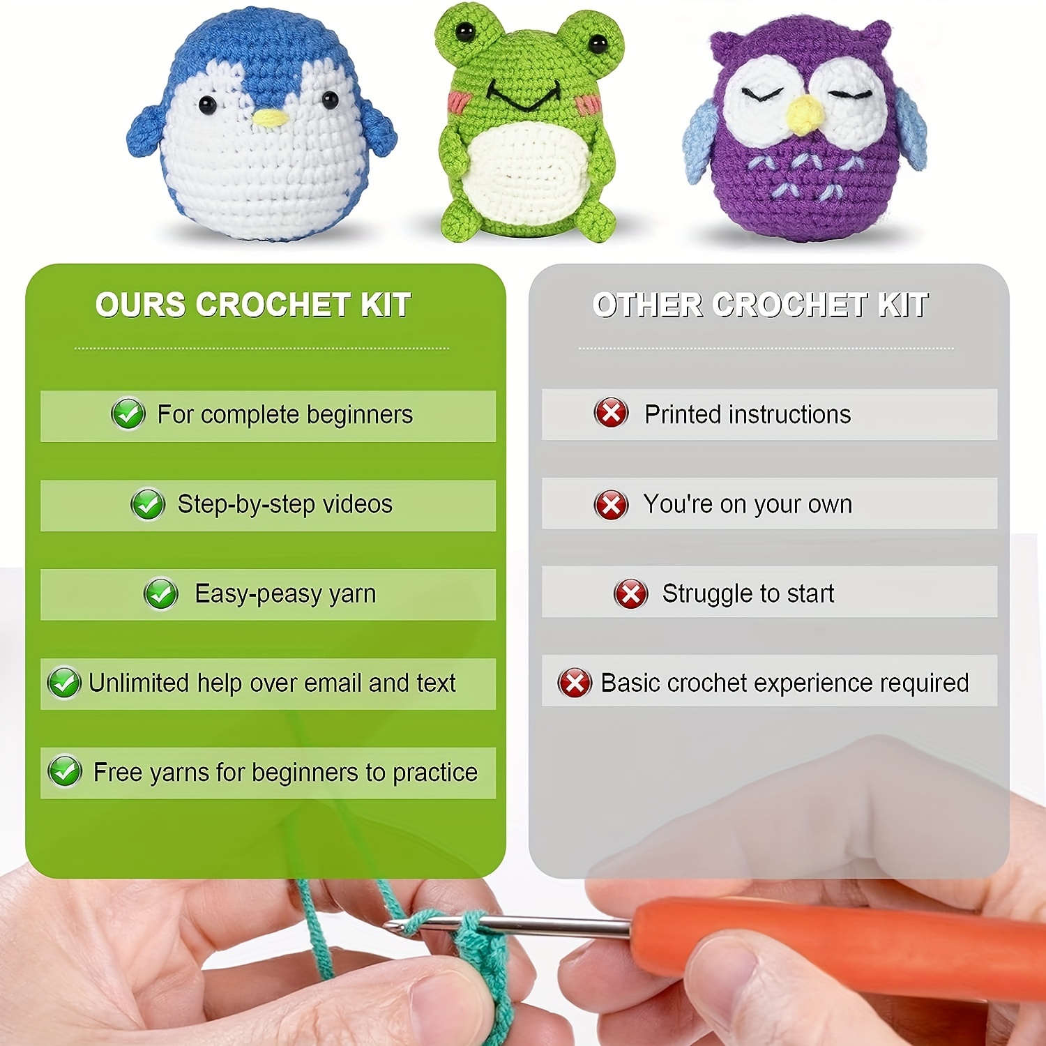 Woobles Crochet Kit For Beginners Woobles Crochet Kit Beginneranimal DIY  Beginner Crochet Kit With Easy Peasy Yarn And Video