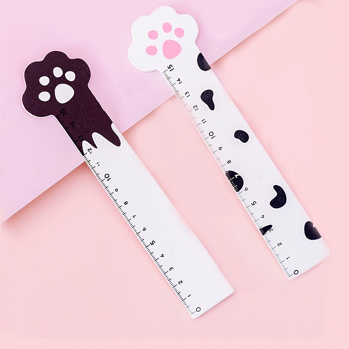 1pc Cute Cat Paw 15 Cm Straight Ruler, Student Drawing Plastic