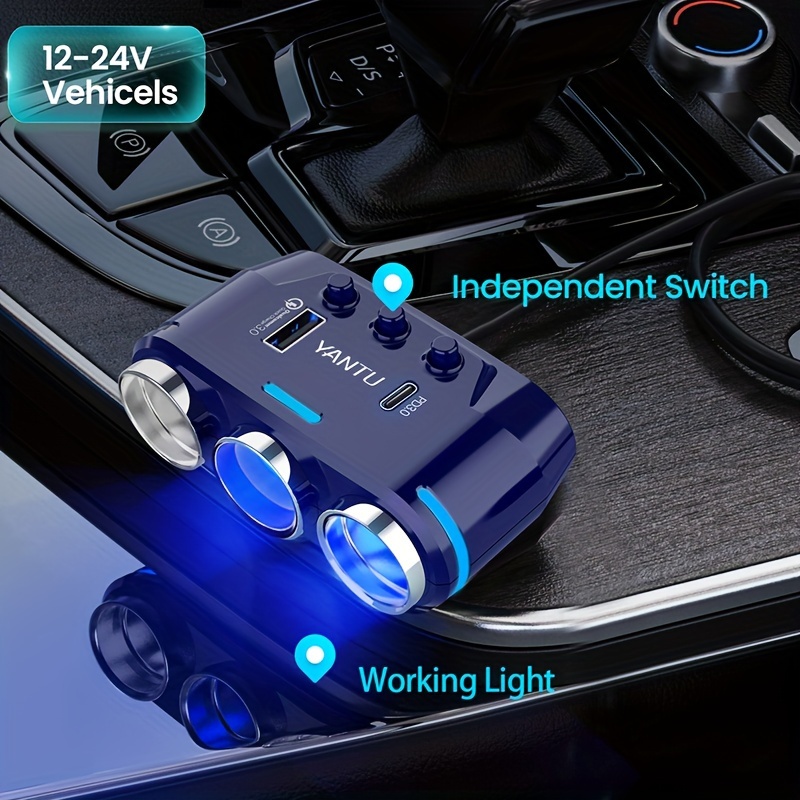 Smart 3 Socket Auto Ladegerät Mit LED Spannungsanzeige Dual - Temu