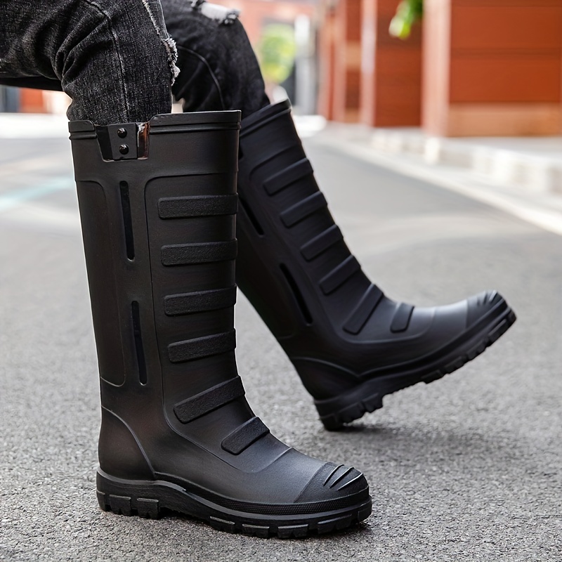 Mens Rain Boots Wear Resistant Waterproof Non Slip Knee High Rain