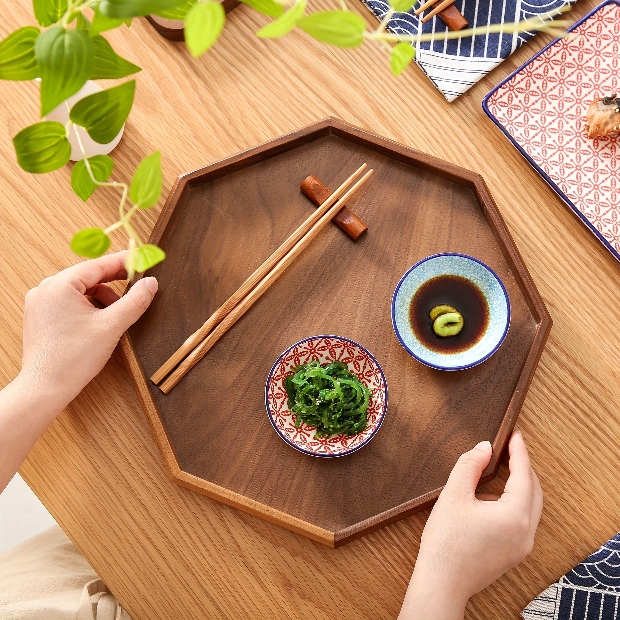 Japanese Style Ceramic Blue Sushi Serving Set Porcelain - Temu