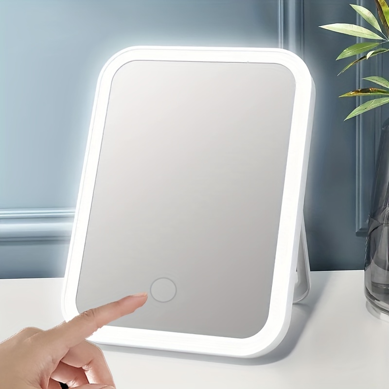Rechargeable Led Makeup Mirror Folding Lighted Vanity Mirror With 3 Color  Lighting Modes Cosmetic Travel Mirror With Touch Screen - Temu New Zealand