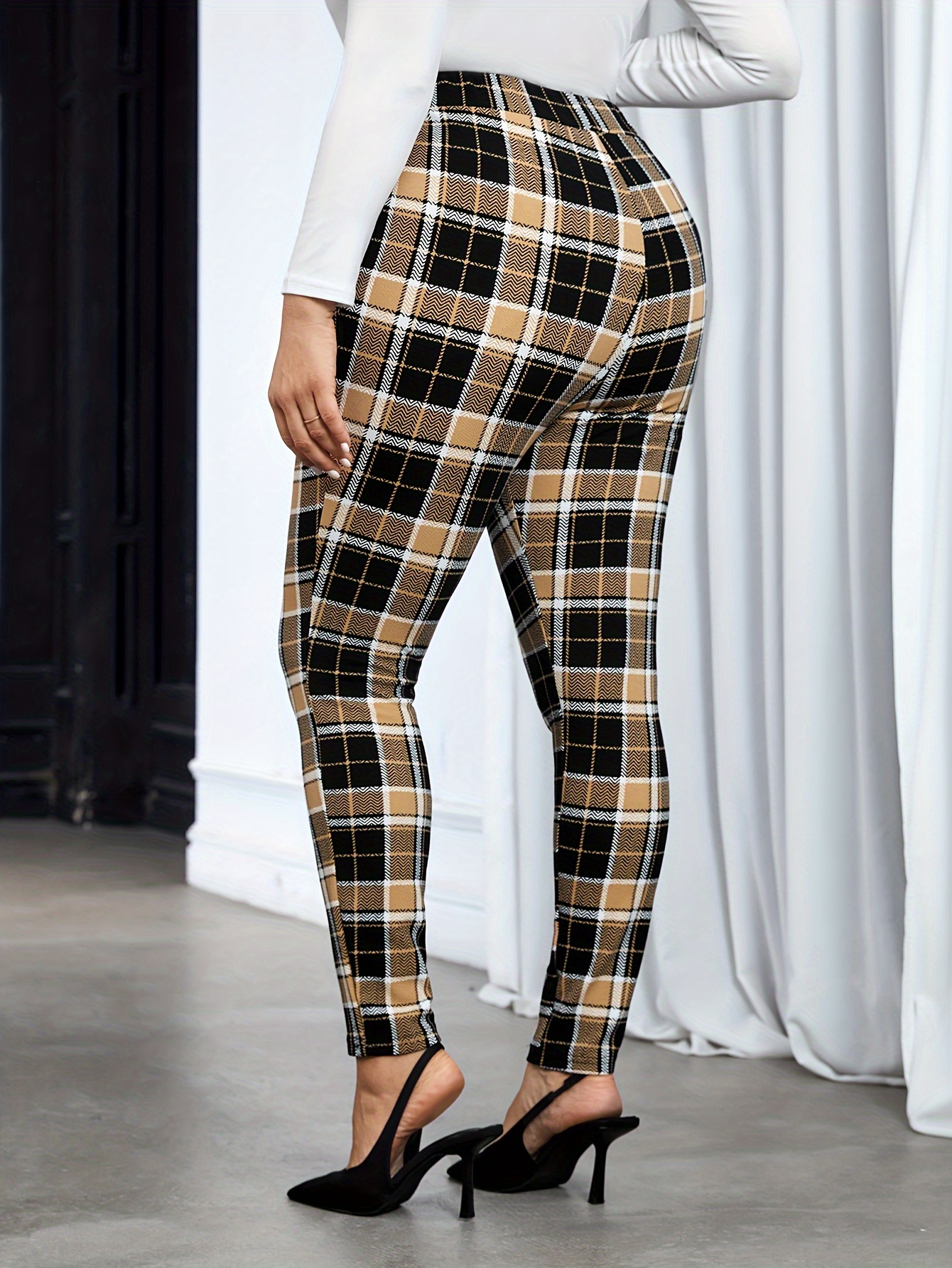 Womens skinny checkered on sale trousers