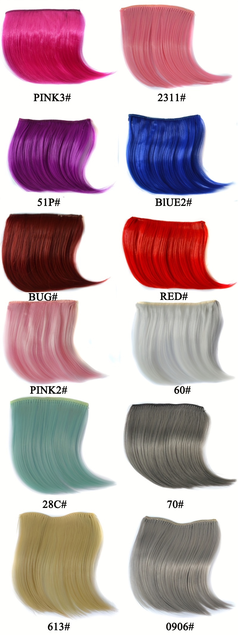colorful   air bangs hair clip in extension synthetic fiber fringe false hairpiece for women for music festival halloween christmas details 3