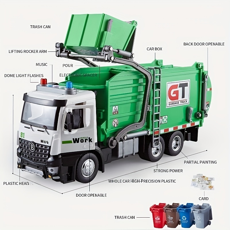 TEMI Camión de construcción de juguetes para niños de 3, 4, 5, 6 años, 60  camiones de ingeniería para niños con tractor, grúa, basurero, excavadora y