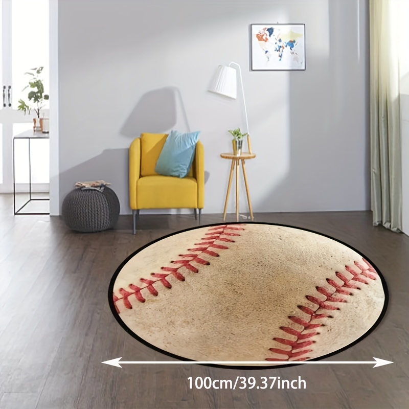 1pc Alfombra Béisbol Alfombra Retro Circular Alfombras - Temu