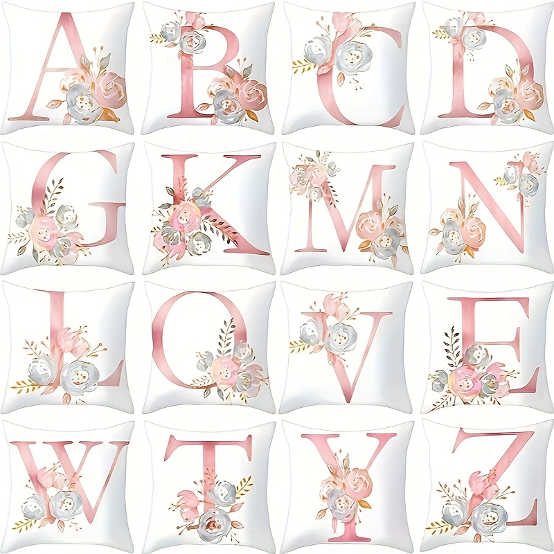 

1pc Letter Flower Decor Pillowcase 17.72 X 17.72 Inch Decorative Indoor And Outdoor Party Supplies Farmhouse Music Home Decor, Living Room Bedroom Sofa Decor Peach Fleece Pillowcase.(no Pillow Core)