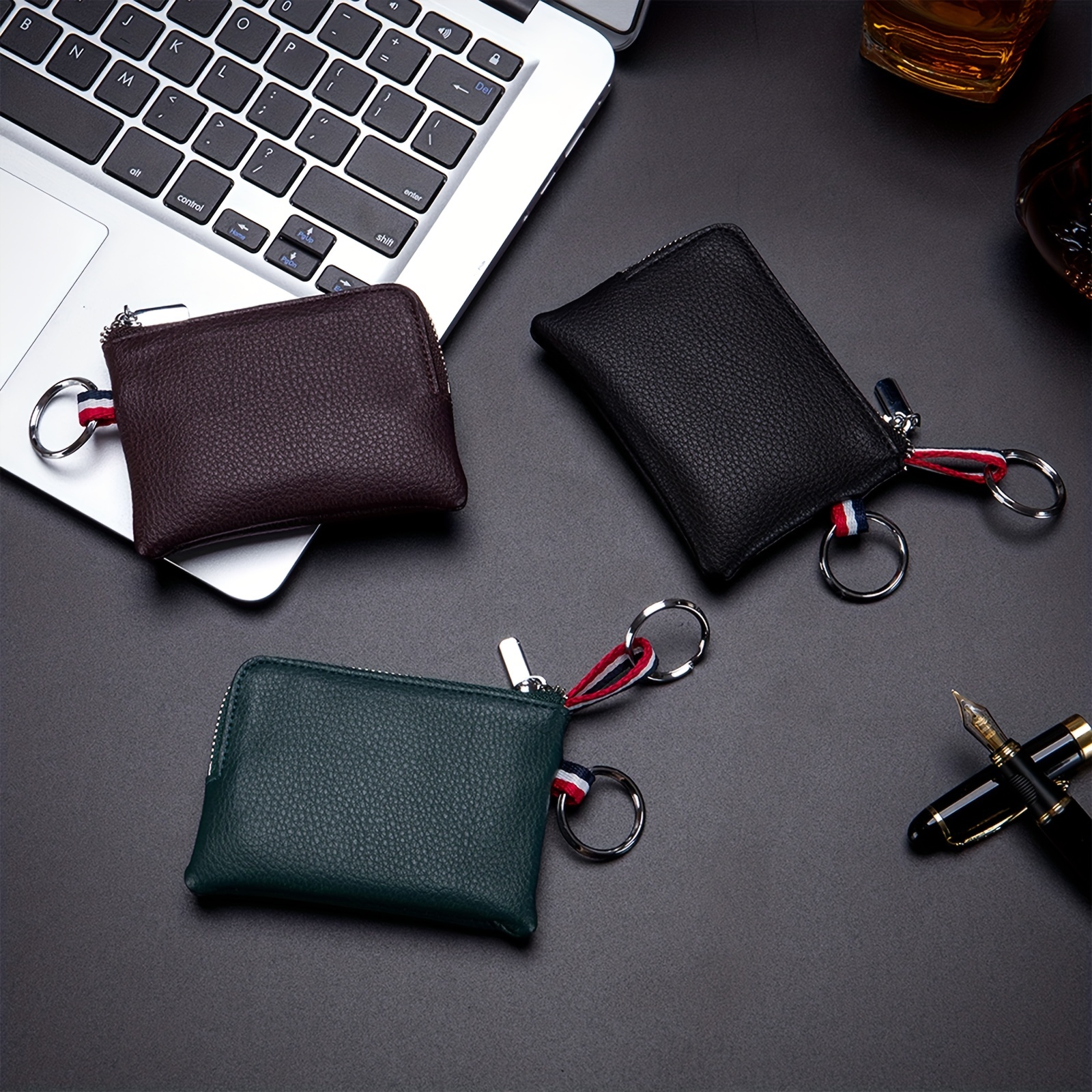 Genuine Leather Car Key Case Wallet Key Holder Small Pouch Pocket