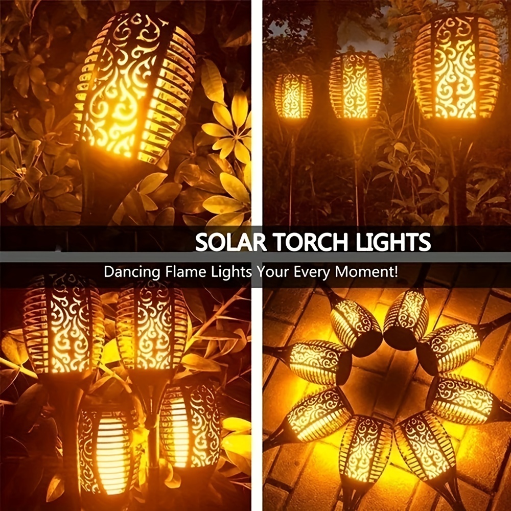 Solar Flame Torch Light Flickering Light Waterproof Garden - Temu