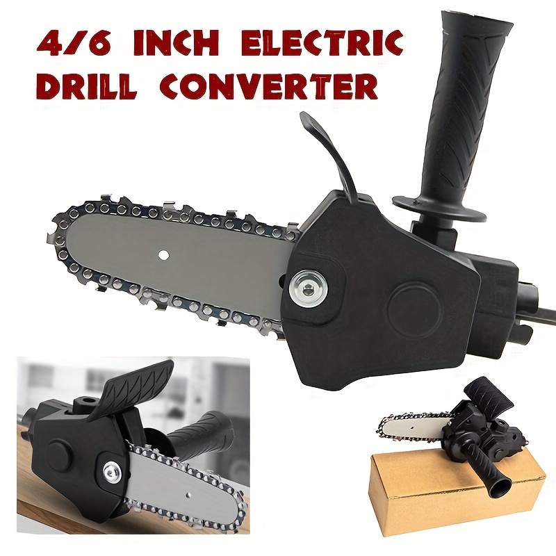 

1pc, Mini Electric Drill Chainsaw, 4" 6" Electric Chain Saw Drill Attachment, Chain Saw Drill Attachment, Chainsaw Convertor, Chainsaw For Woodworking Gardening