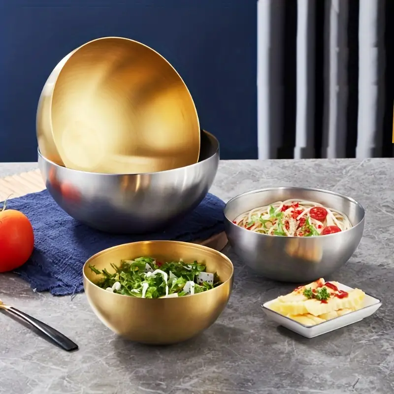 Large Stainless Steel Salad Bowl For Soup, Noodles, And More - Perfect For  Snail Powder Bibimbap And Instant Noodles - Kitchen Food Container And  Cooking Bowl - Temu