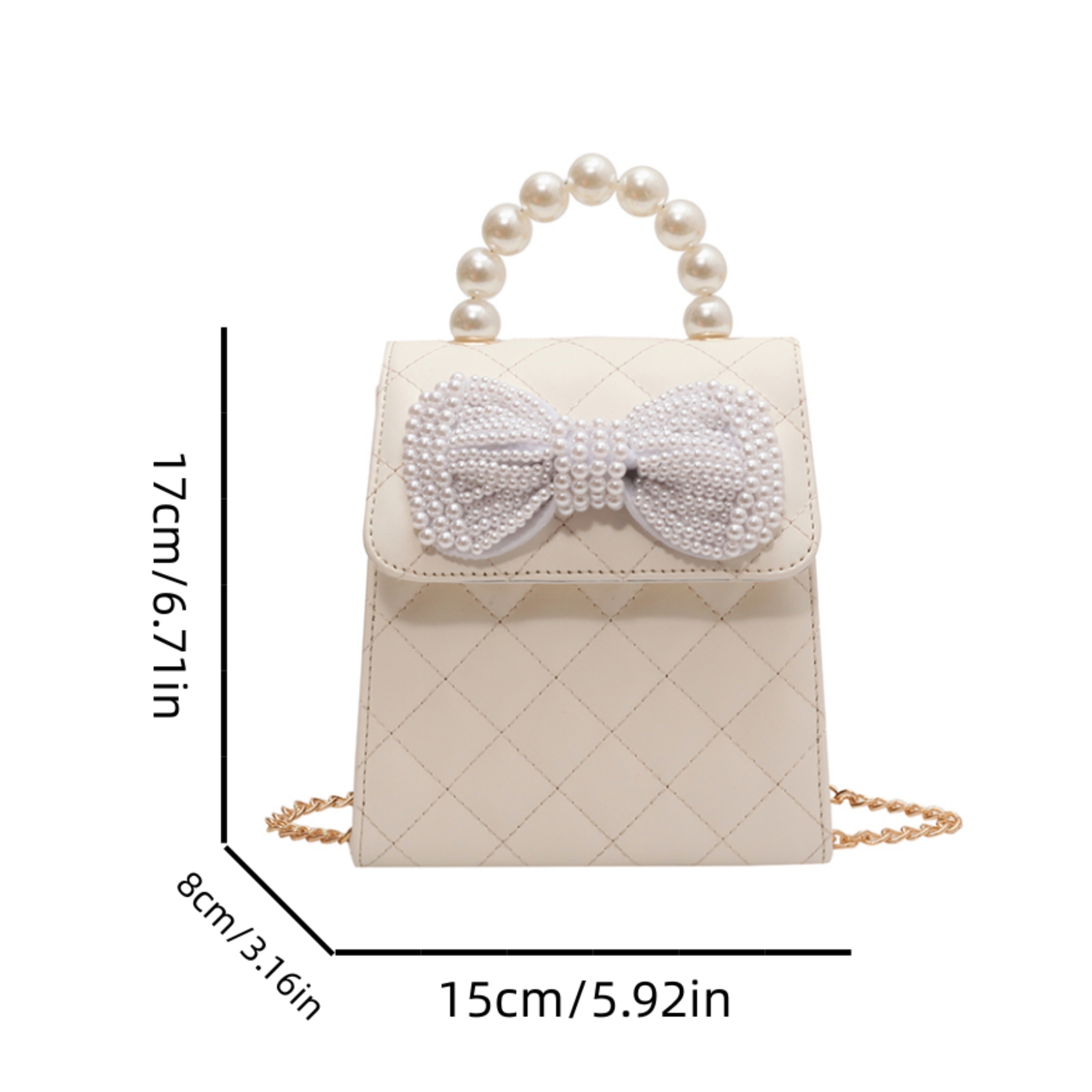 Mini Faux Pearl Decor Quilted Box Bag