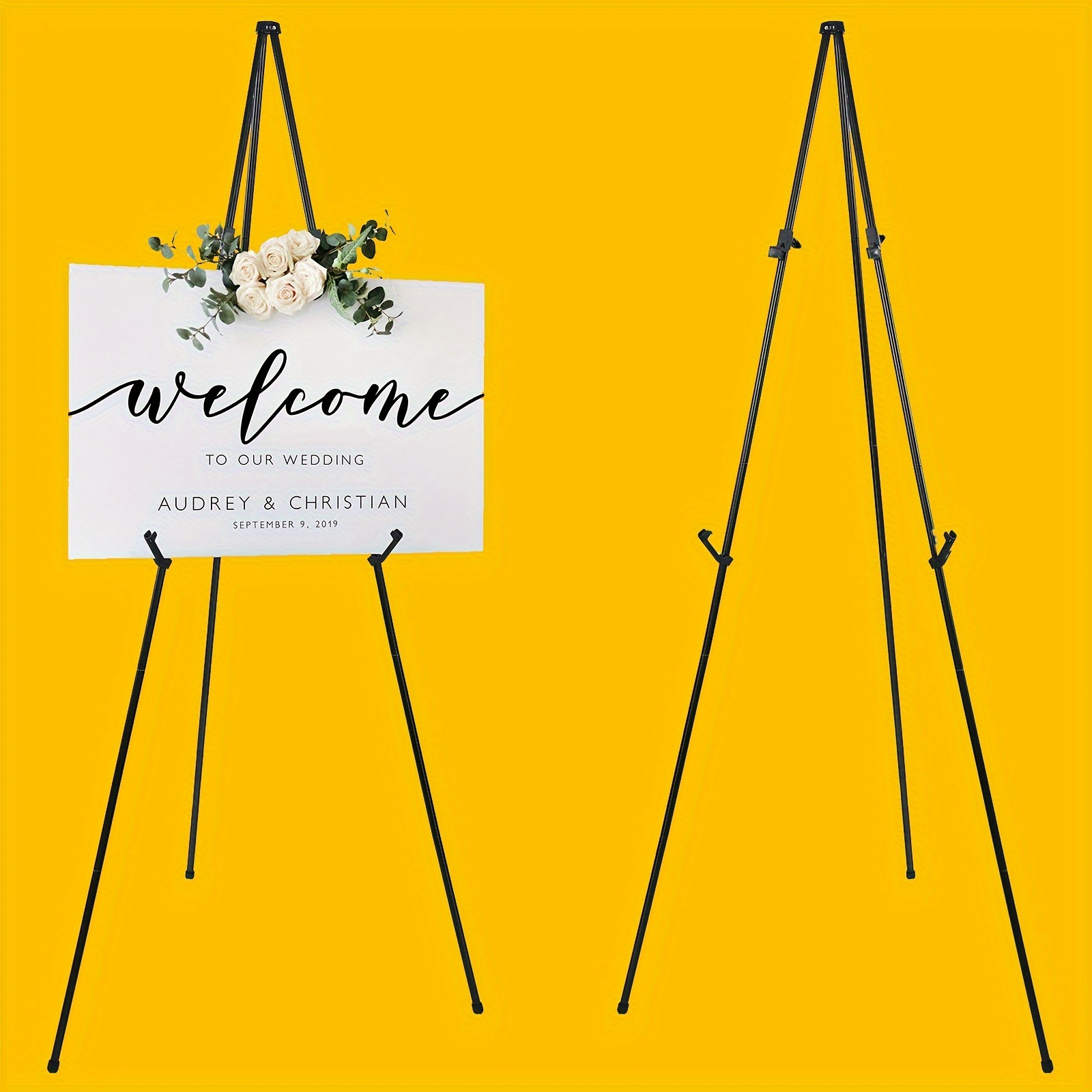 Large 65 Black Metal Easel Stand, Wedding Sign Tripod Stand