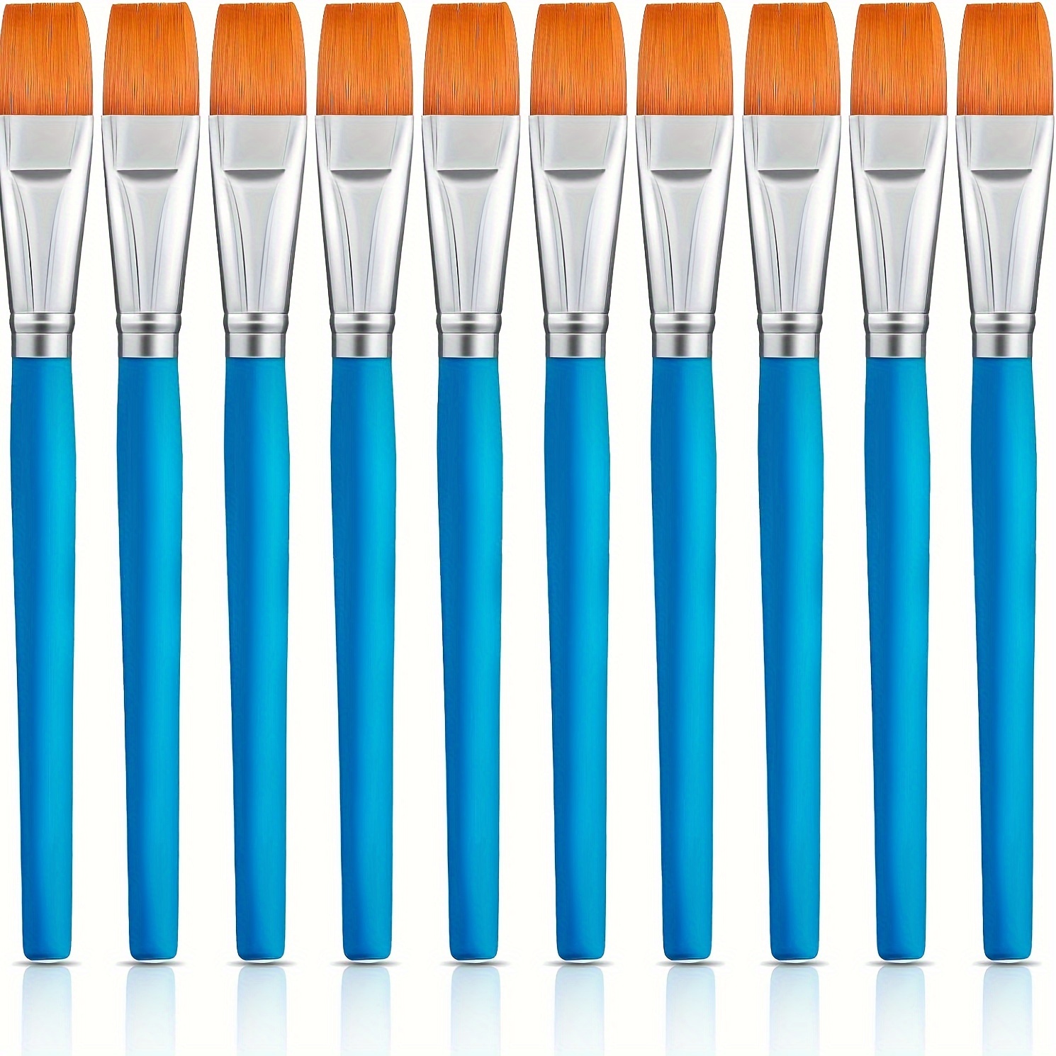 10pcs 3/4 Inch Flat Paint Brushes Acrylic Paint Brush Artist Craft Paint  Brushes Watercolor Small Brush Bulk Painting Brush Art Detail Oil Brush (Sky