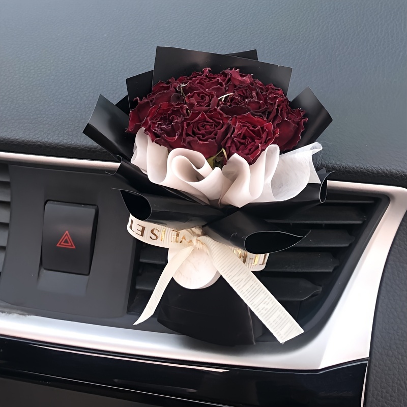 Rose Mini Delicate Bouquet of Dried Flowers Car Aromatherapy Air Outlet Car  Interior Decoration Ornaments