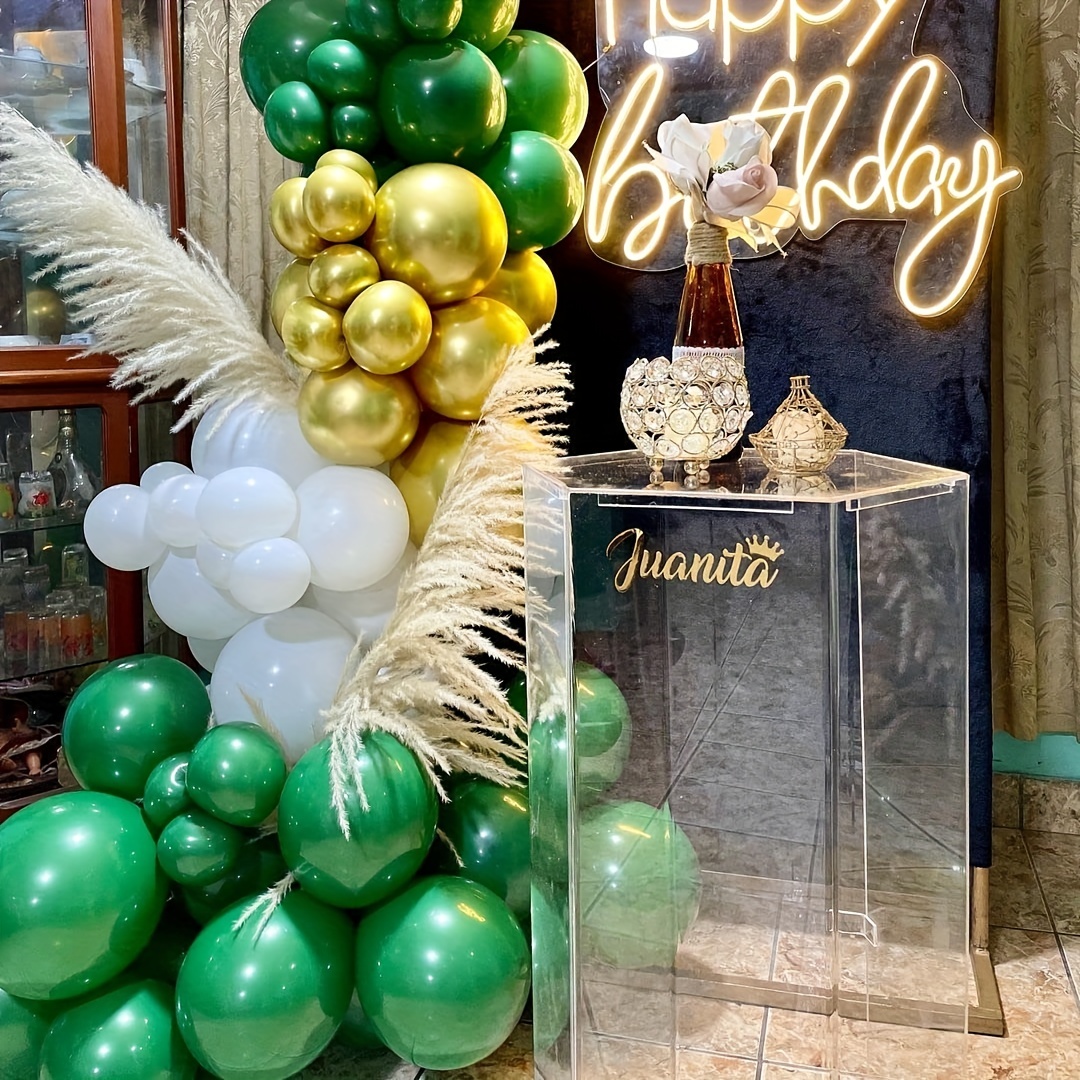 YANSION 40th Green and Gold Birthday Party Decorations, Green Birthday  Balloons with Happy Birthday Banner, Paper Pompoms Hanging Swirl Streamers  Confetti Balloons Emerald Green Party Decorations 