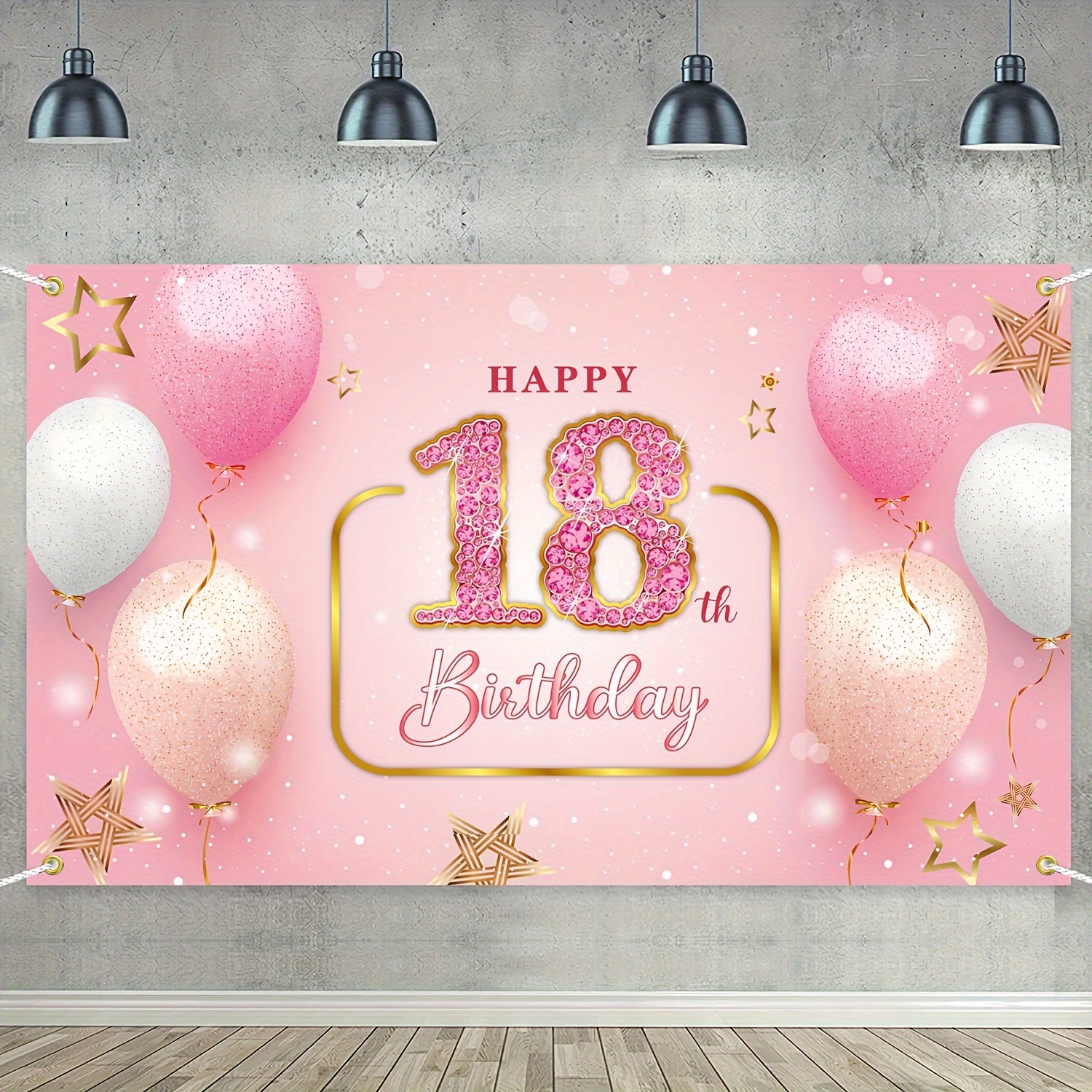 18th Birthday Decorations Backdrop Banner, Happy 18th Birthday