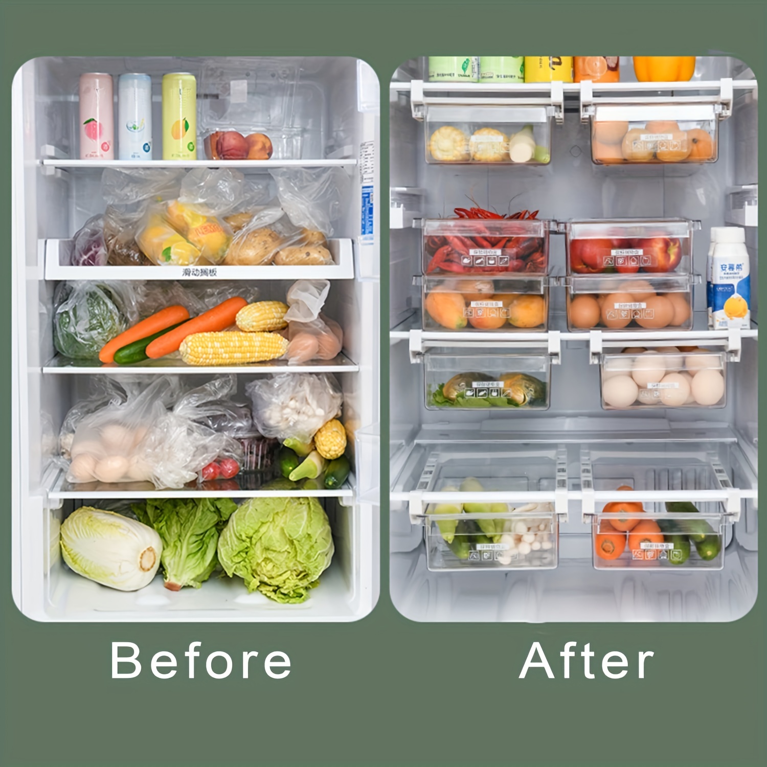 2 Pcs Ham Cheese Fridge Container Transparent Storage Box Veggie