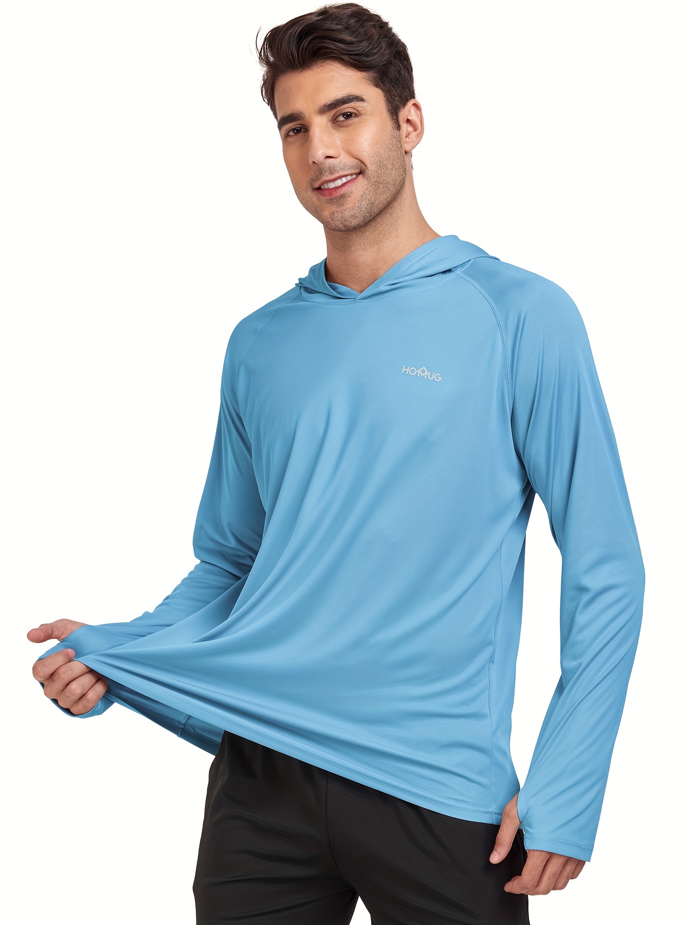 Men's Long Sleeve Hooded T shirt Lightweight Suitable Wear - Temu Canada
