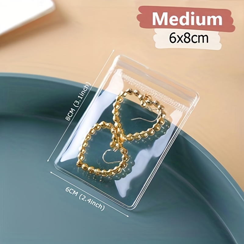 MINGRI Jewelry Storage Bags with Large Organizer Bag,PVC Small Jewelry Bags  Clear Plastic Jewelry Pouches,Thicken Transparent Travel Jewelry Self Seal  Storage Bag, 50 Pcs 2 Sizes Small Jewelry Bags