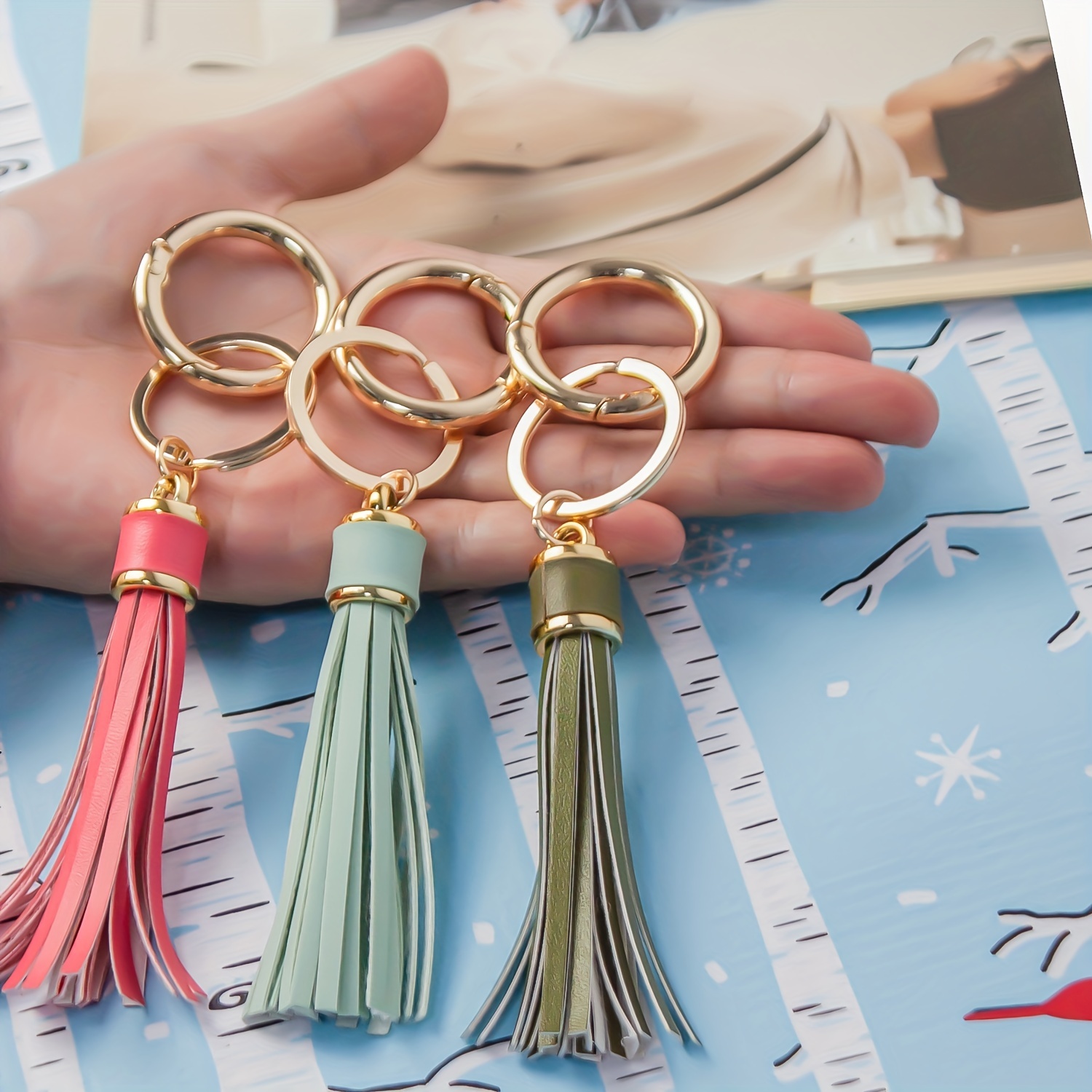 Bags Tassel KeyChain Hanging Pendant PU Leather Tassels Car KeyRing  Ornaments ~