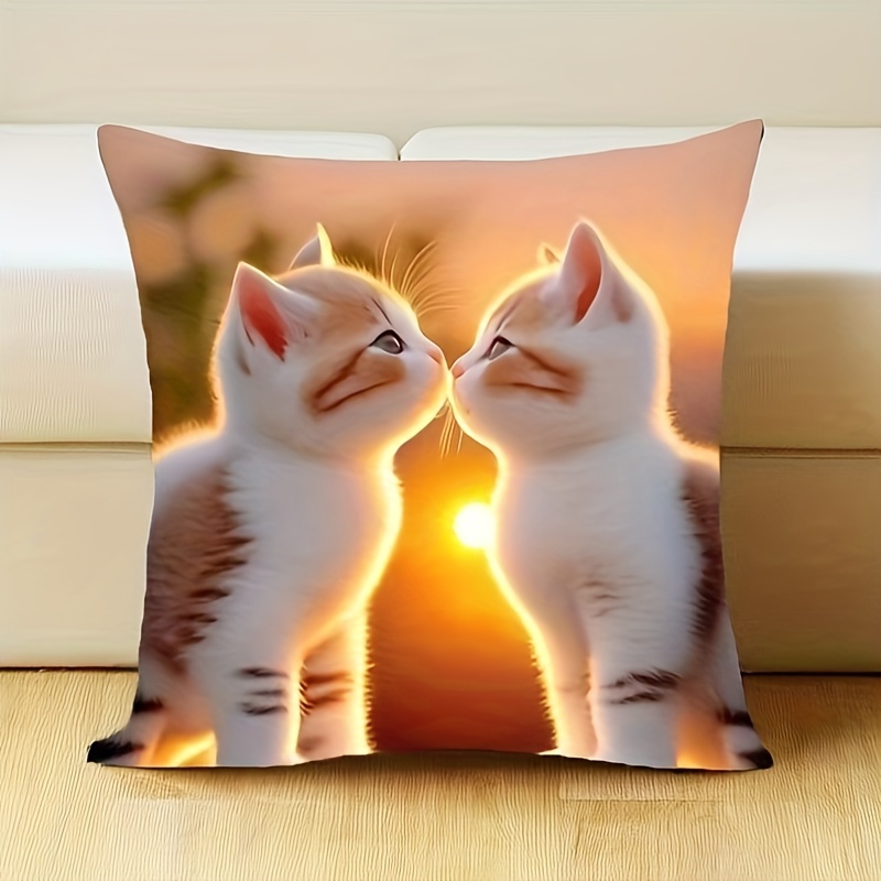 4pcs Cute Couple Cat Series Pillow Case Comfortable Home Office Sofa Pillow Case Room Decoration Aesthetic Room Decor Bedroom Decor Home Decorat