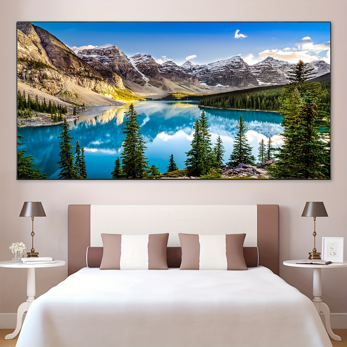 

1pc Mountains, Clear Lakes Wall Art Canvas Poster, Beautiful Scenery Home Decoration, Birthday Gift , Family, For Living Room, Bedroom, Office, Bar Wall Decor, Waterproof, Painting Stuff, Fabric Print