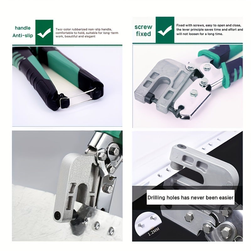 Alicate tipo dragón, 1 pieza, de acero al alto carbono, alta dureza, para perforar, mango antideslizante, cabeza de aleación resistente, herramienta para remachar e instalar cielos falsos, ideal para renovación del hogar, divisiones e instalación de publicidad