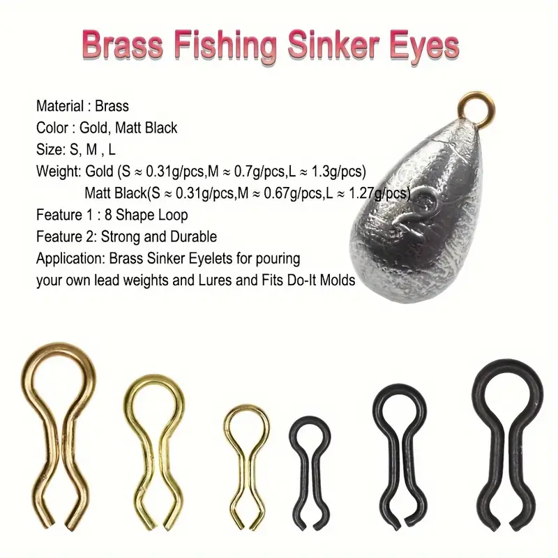 50ppcs Stainless Steel Brass Fishing Sinker Eyes Eyelets - Temu