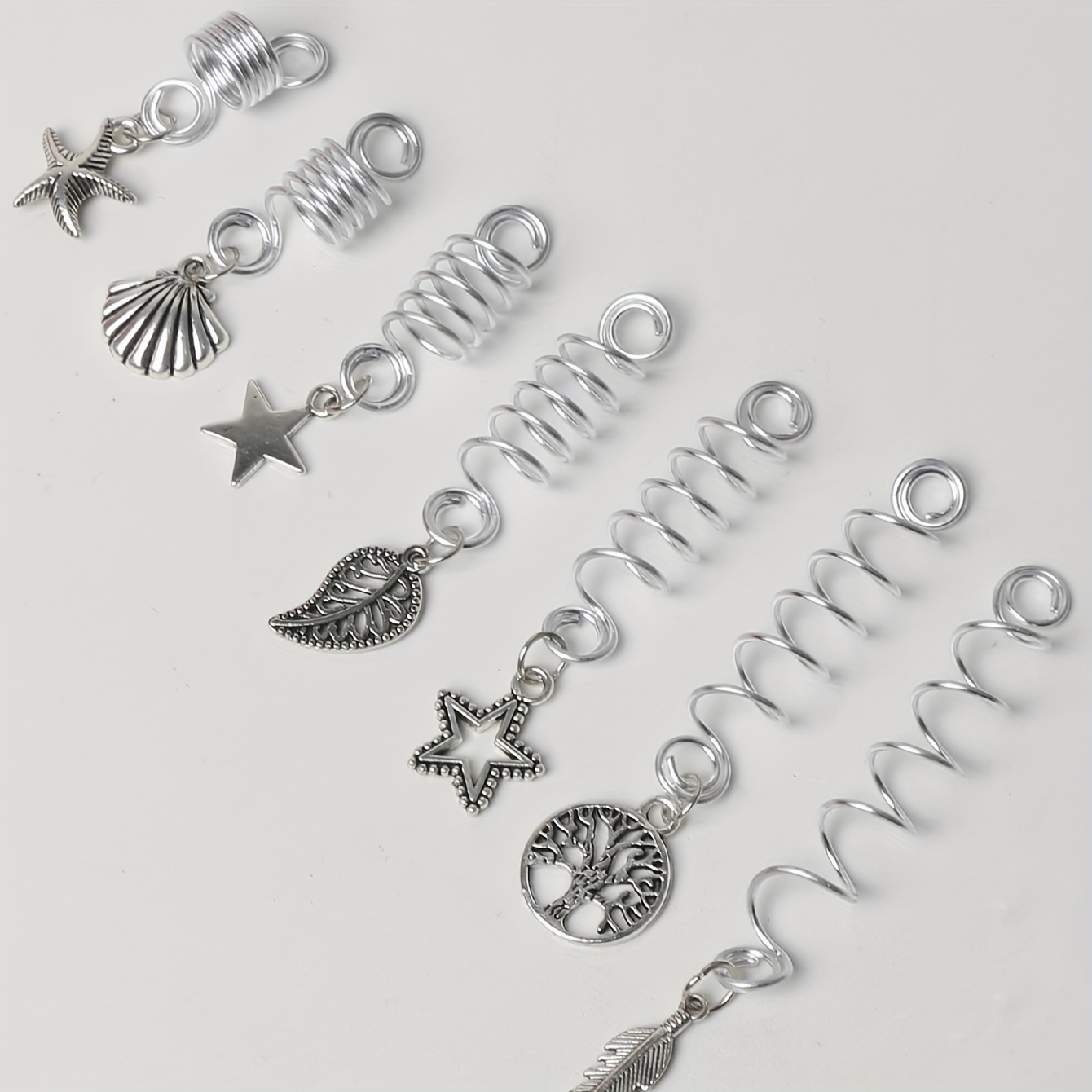 7pcs Spring Mixed Pattern Dreadlock Hair Rings