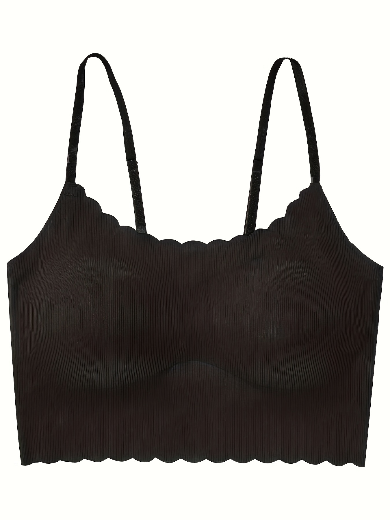 Scallop Trim Wireless Bra Comfy Breathable Full Coverage Bra - Temu