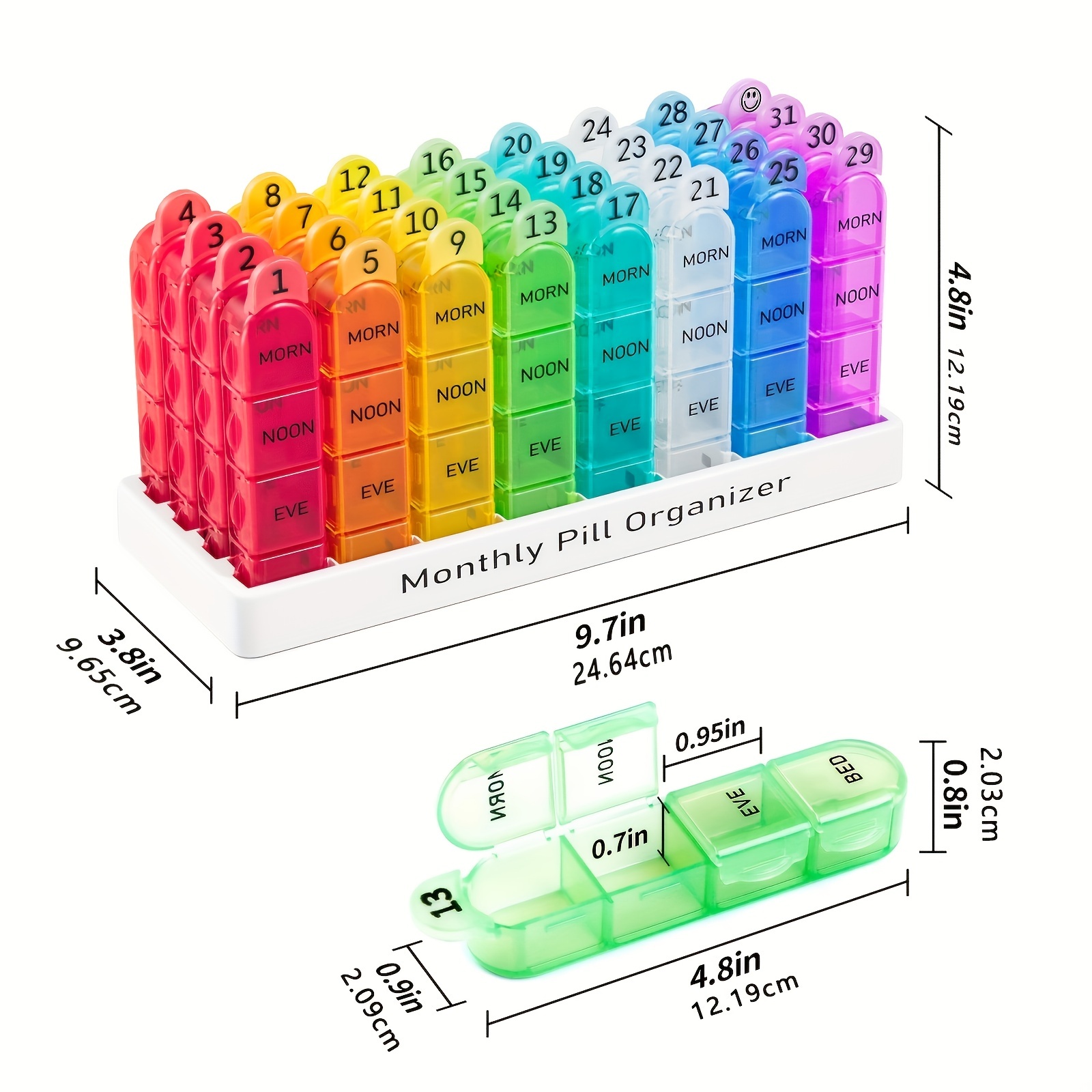 Rainbow Pill Organizer Portable 7 Day Medicine Box With For - Temu