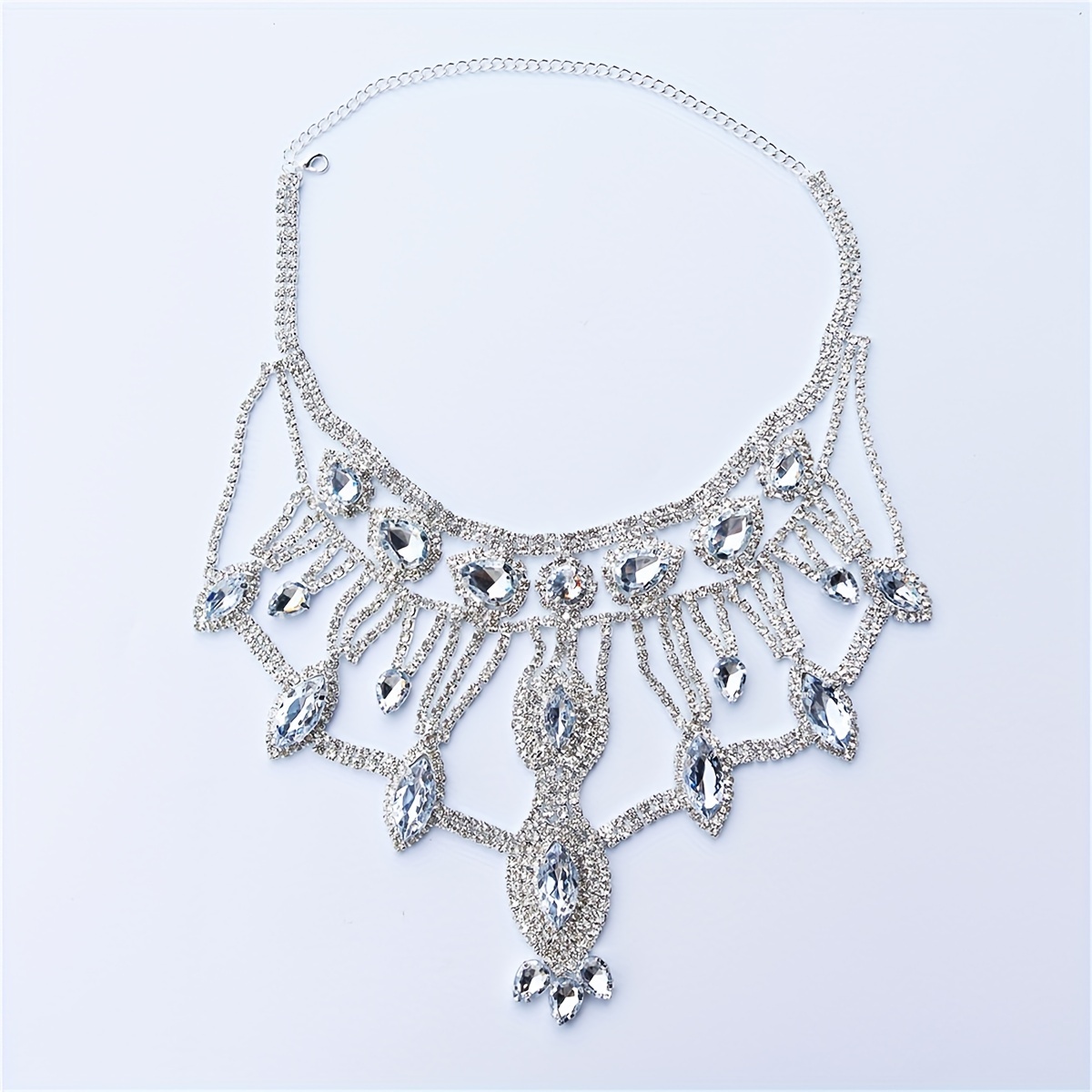 Classic Stylish Luxury Rhinestone Statement Necklace Party - Temu ...