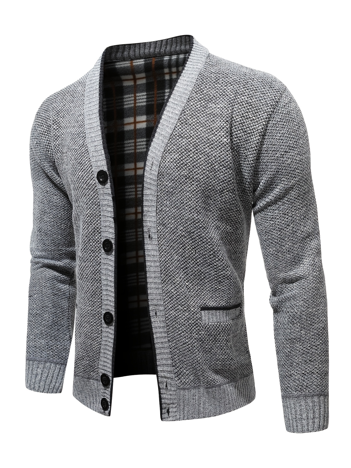  Suéter tipo cárdigan para hombre, de algodón, con cremallera,  grueso, cálido, informal, de punto (color: gris, talla: M) : Ropa, Zapatos  y Joyería
