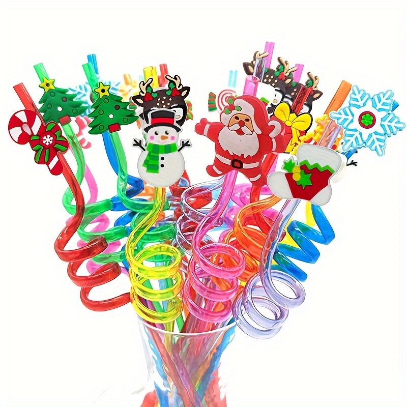 Christmas Straws (25 Pack) - Candy Cane Red and Green Stripes & North Pole  Party Straws, Christmas Party Supplies, Holiday Decor Drinking Straws