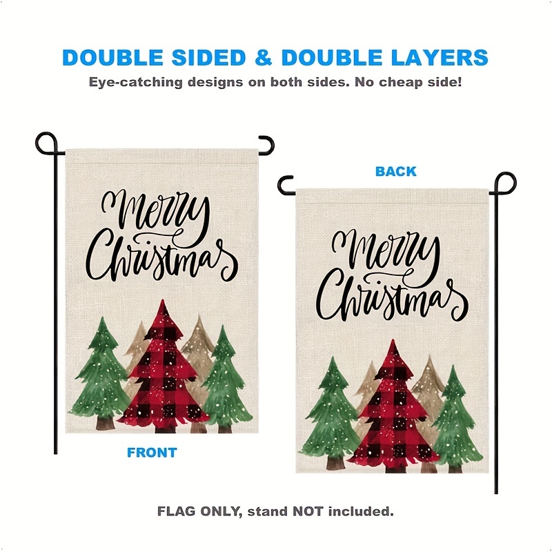 1pc merry christmas garden flag pine tree 12x18 double sided xmas winter yard flag outside outdoor details 3