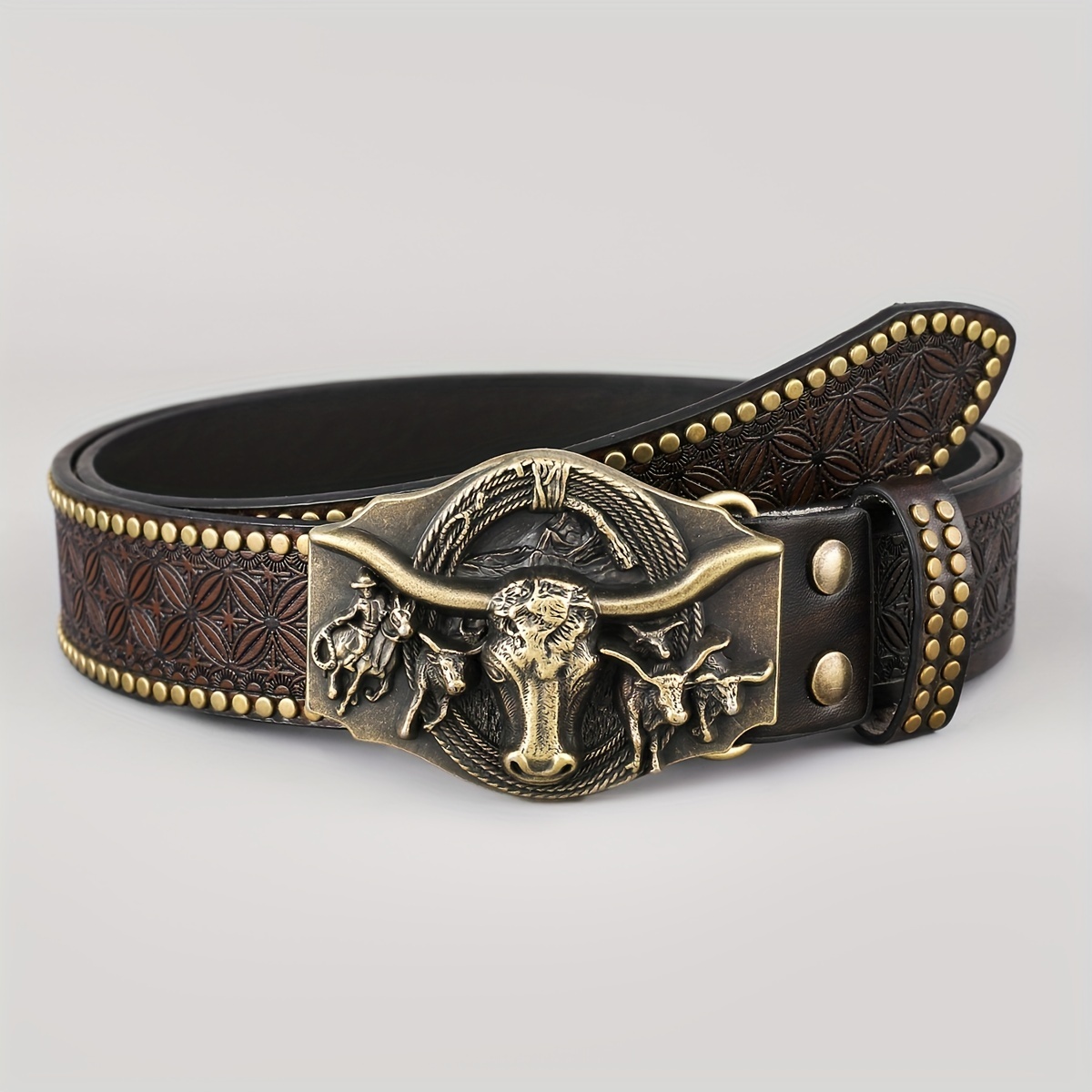 

Western Cowboy Casual Embossed Belt, Men's Trendy Pants Belt, Ideal Choice For Gifts