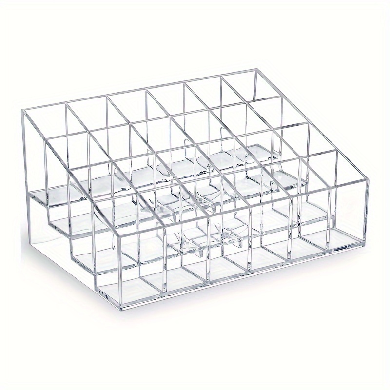 

1pc Clear Lipstick Organizer, Plastic 24-grid Lipstick Holder, Cosmetic Storage Box, Acrylic Desktop Display Stand