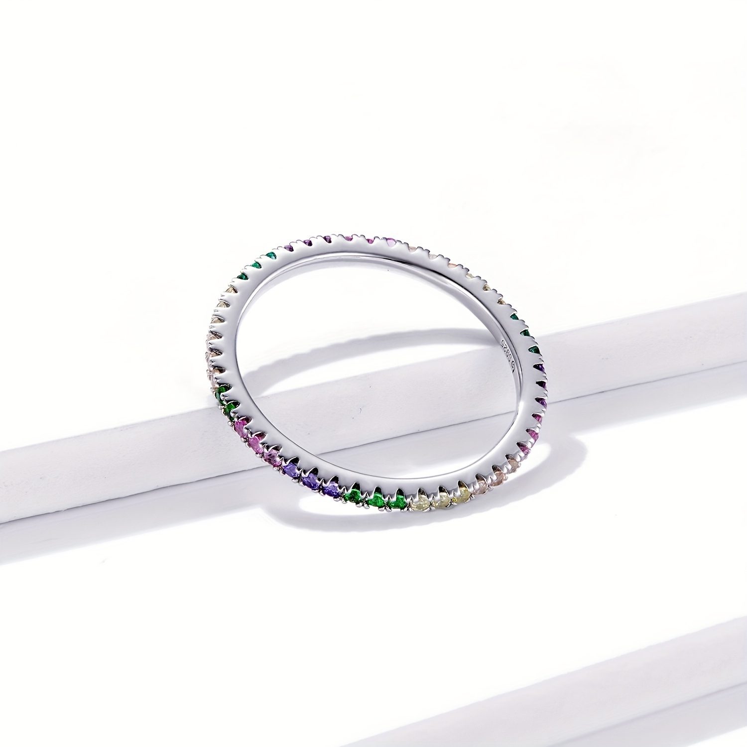 925 Sterling Silver Colorful Zircon Classic Ring