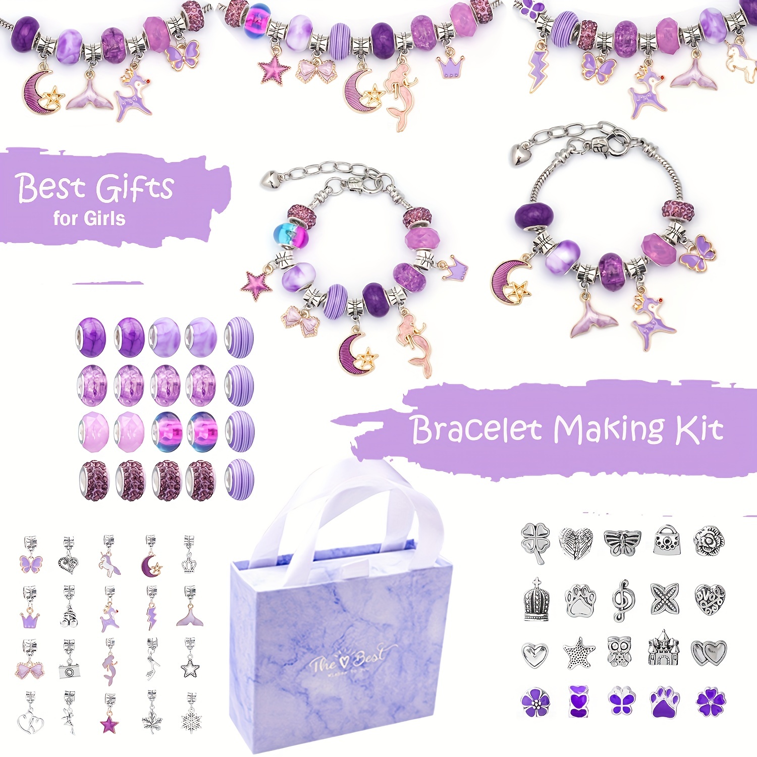 Charm Bracelet Making Kit for Girls, DIY Jewelery Making, Unicorn / Me –  Aroma Pier Inc