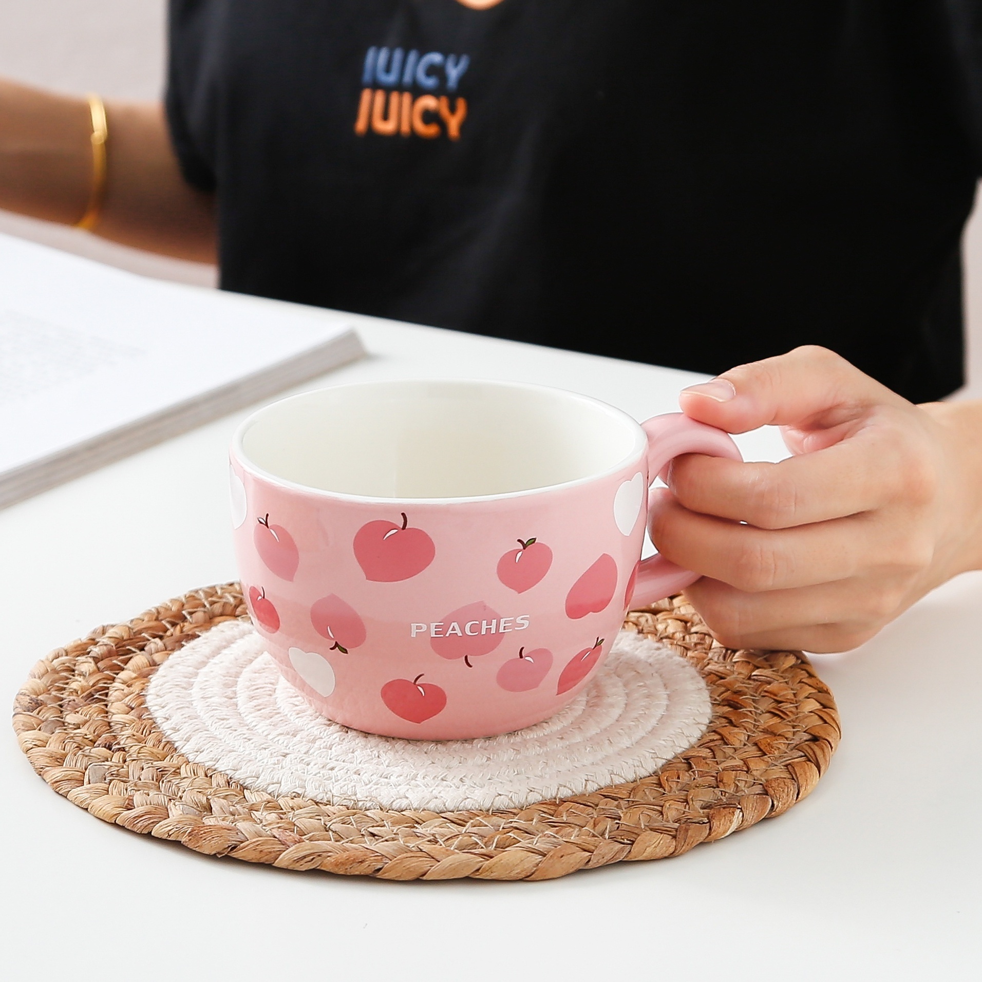 Peach Coffee Mug Ceramic Water Cup Cute Tea Cup Tea - Temu