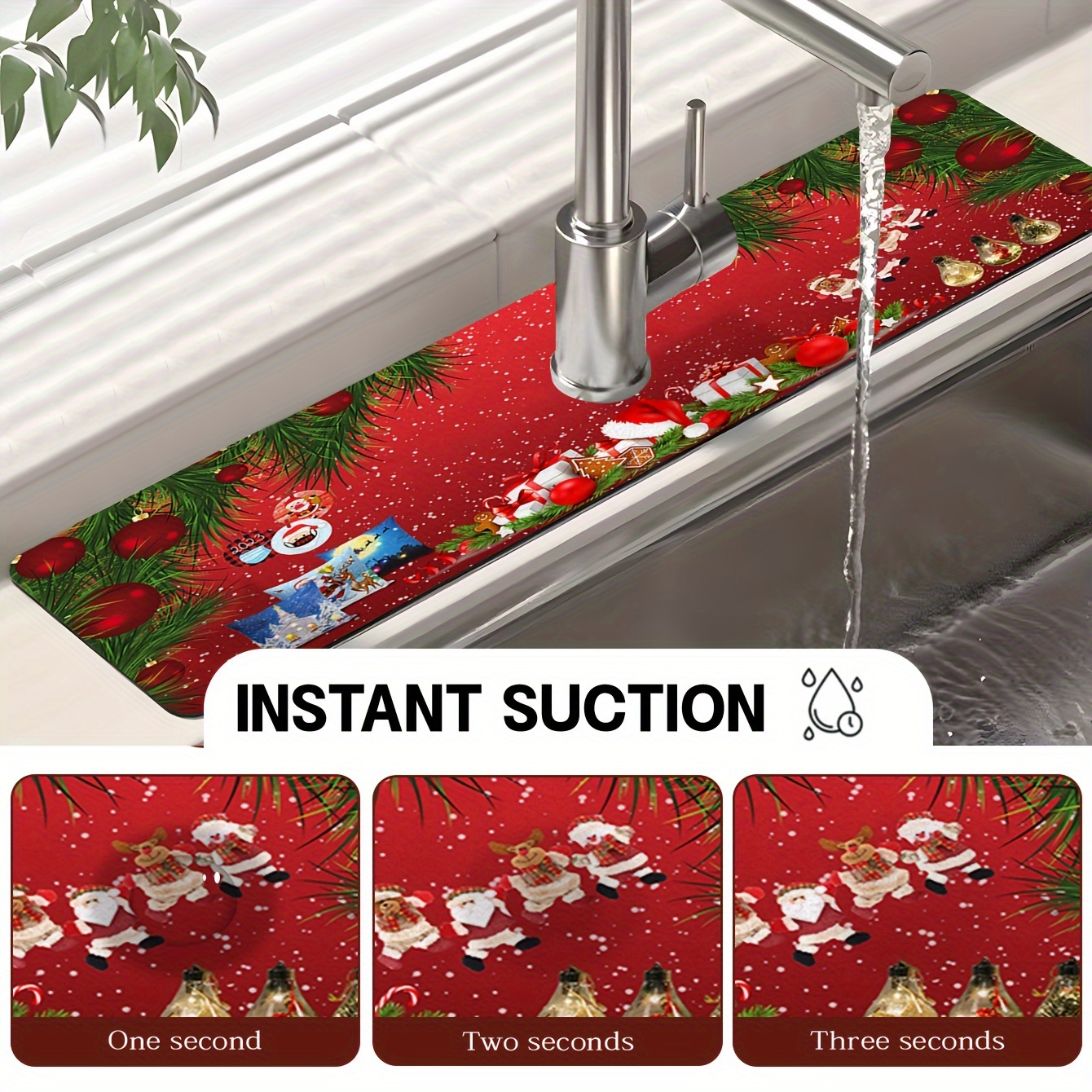 New Christmas Diatom Mud Faucet Absorbent Mat Kitchen - Temu Germany