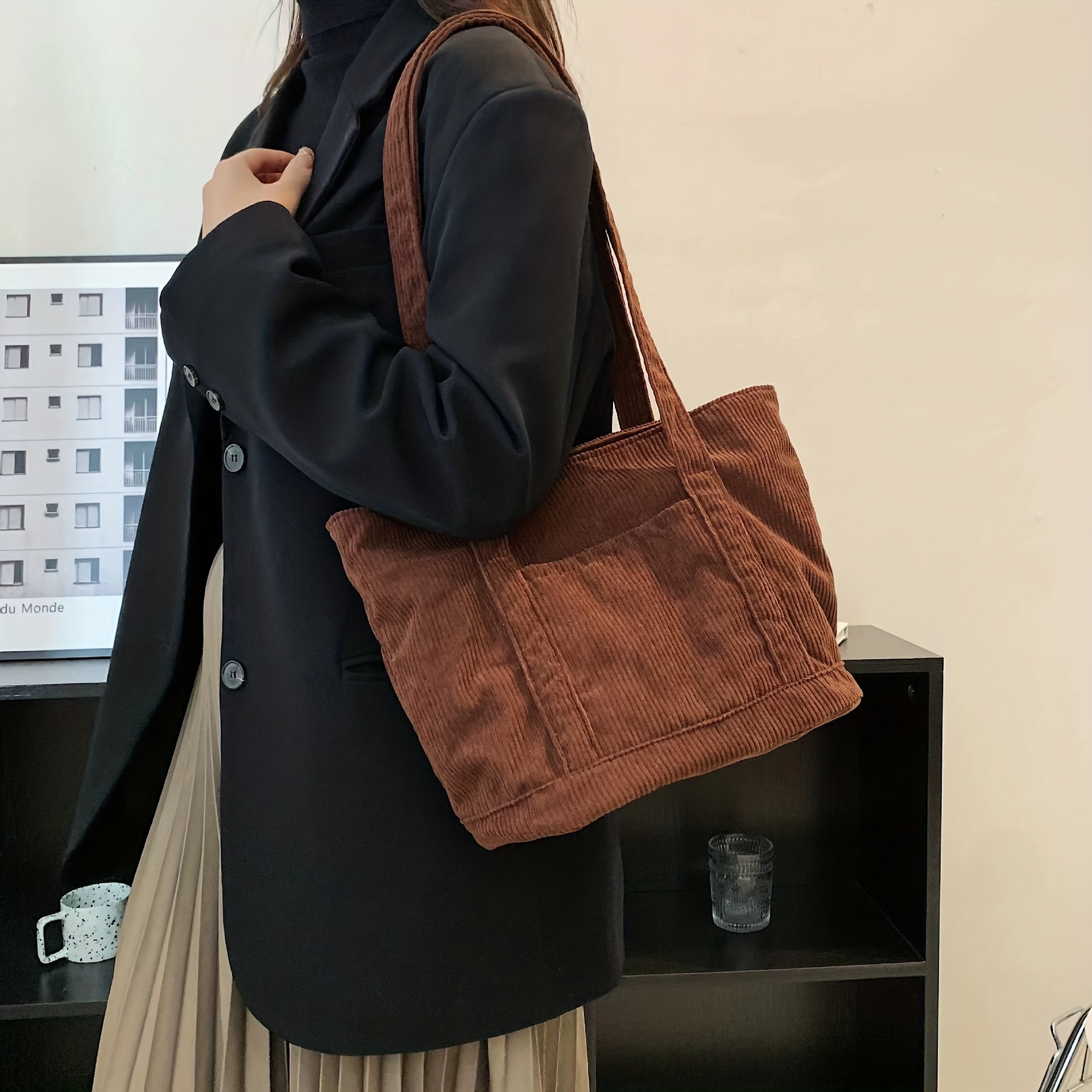 Korean Style Corduroy Tote Bag