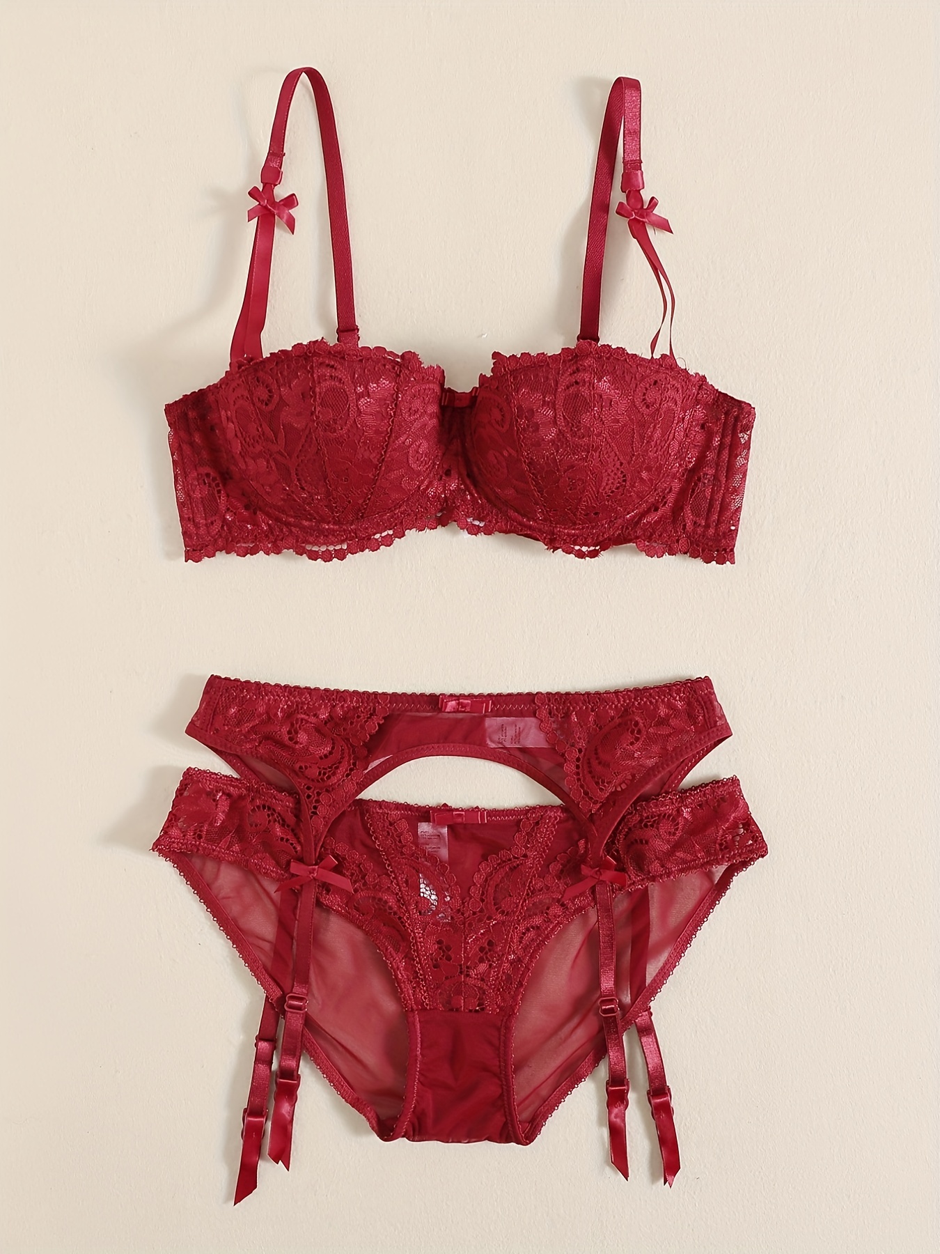 Buy Women's Lace Detail Balconette Bra and Thongs Set Online